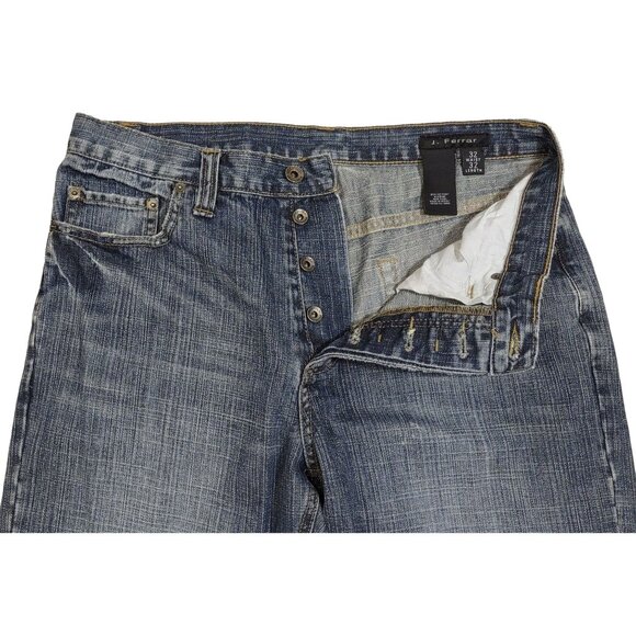 J Ferrar Mens Jeans Button Fly Wide Leg Relaxed Medium Wash Size 32x32 - Picture 3 of 7
